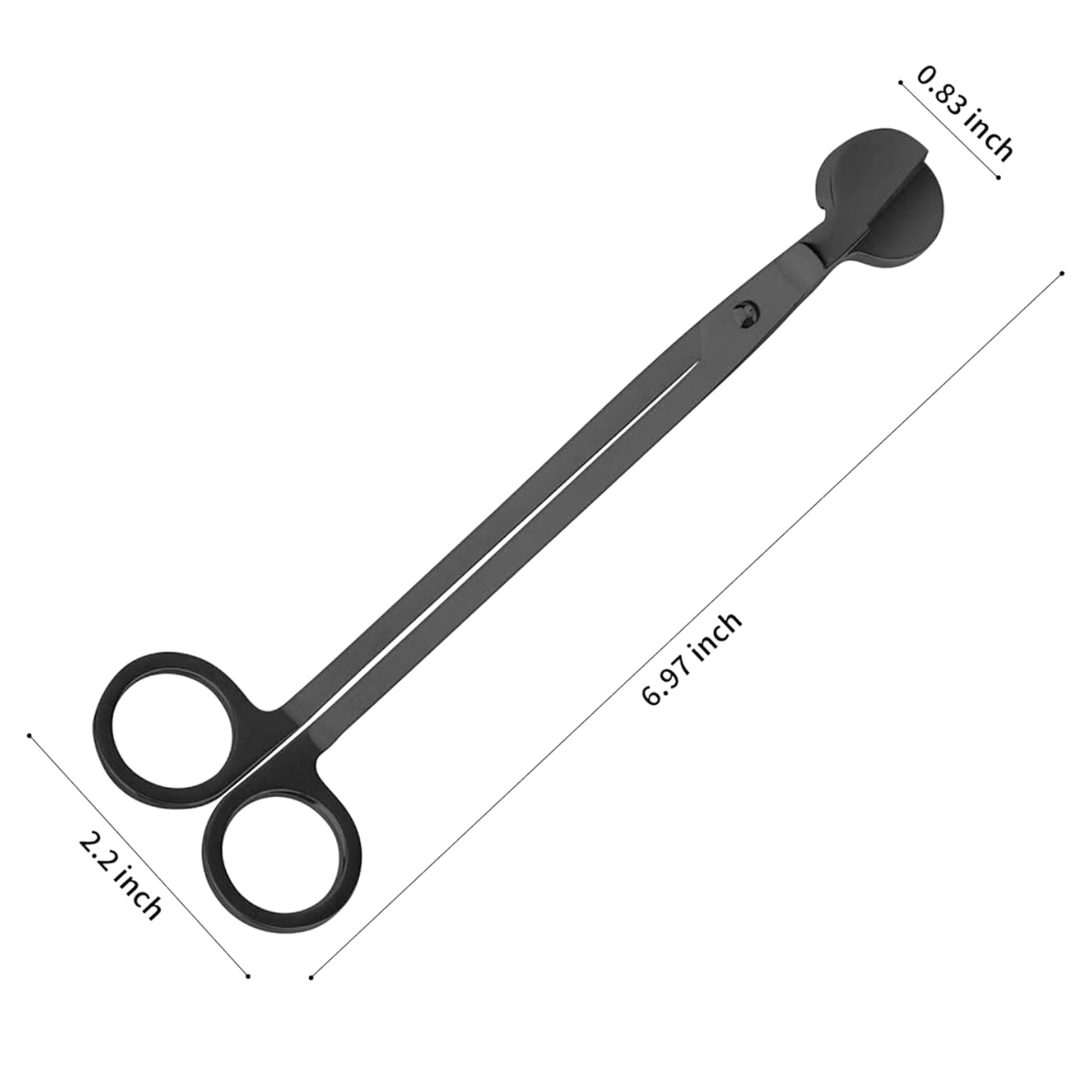 Black candle wick dipper with rounded tip and ergonomic grip for safe extinguishing and cleanup