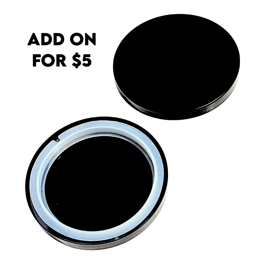 Black wickless candle warmer lid with silicone seal ring, $5 add-on for Southern Essence jars